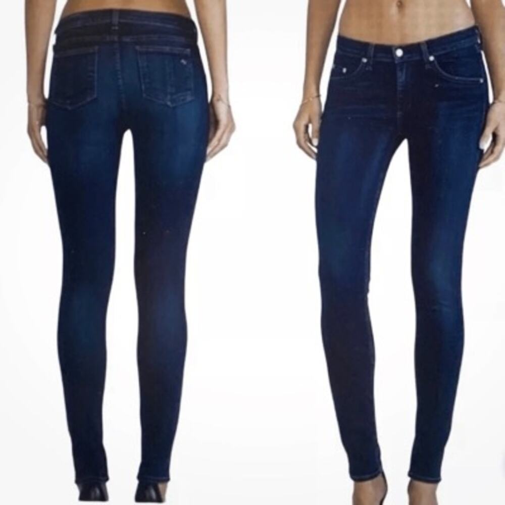 Rag & Bone Olive Harrow Skinny Jeans Sz 24‎ Dark Wash Mid Rise Luxe Chic Denim